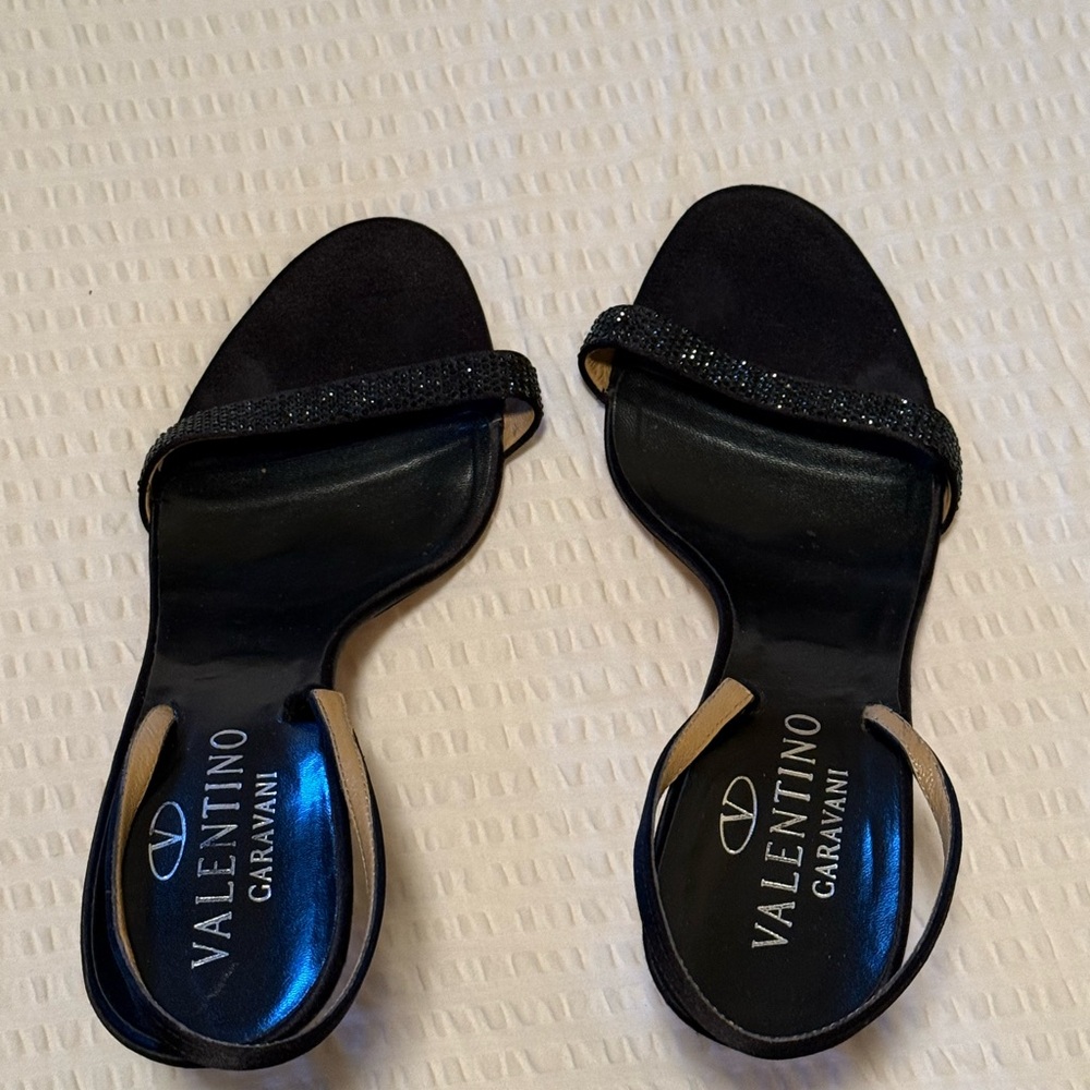 Valentino Black Heeled Sandals with Ankle Strap